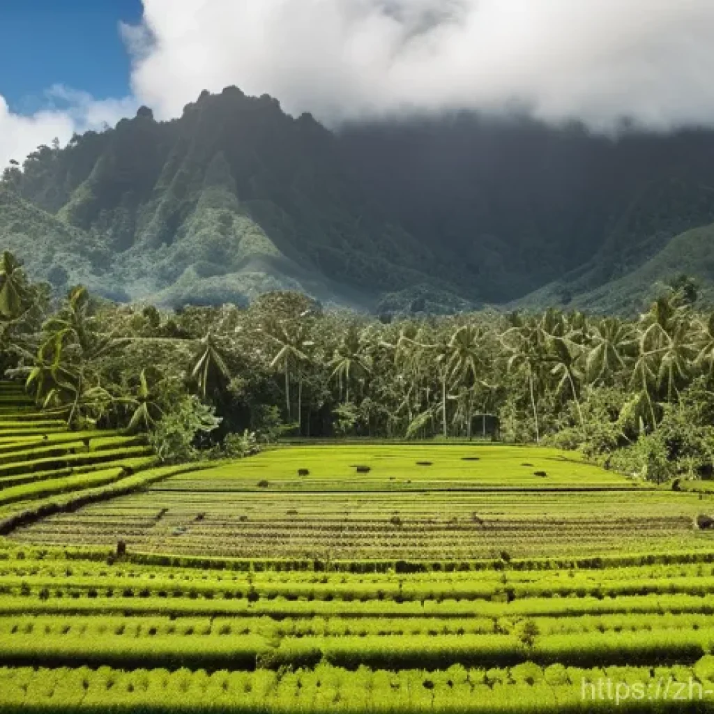 솔로몬 제도 주요 산업 - **Solomon Islands Agricultural Bounty:** A panoramic view of a lush, fertile valley in the Solomon I...