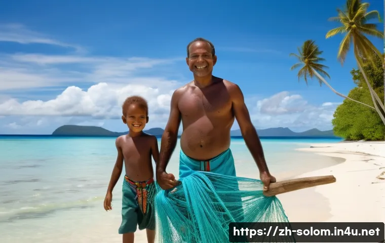 솔로몬 제도 원주민 권리 보호 - **Prompt: "A vibrant, realistic photograph capturing the harmonious daily life of a Melanesian indig...